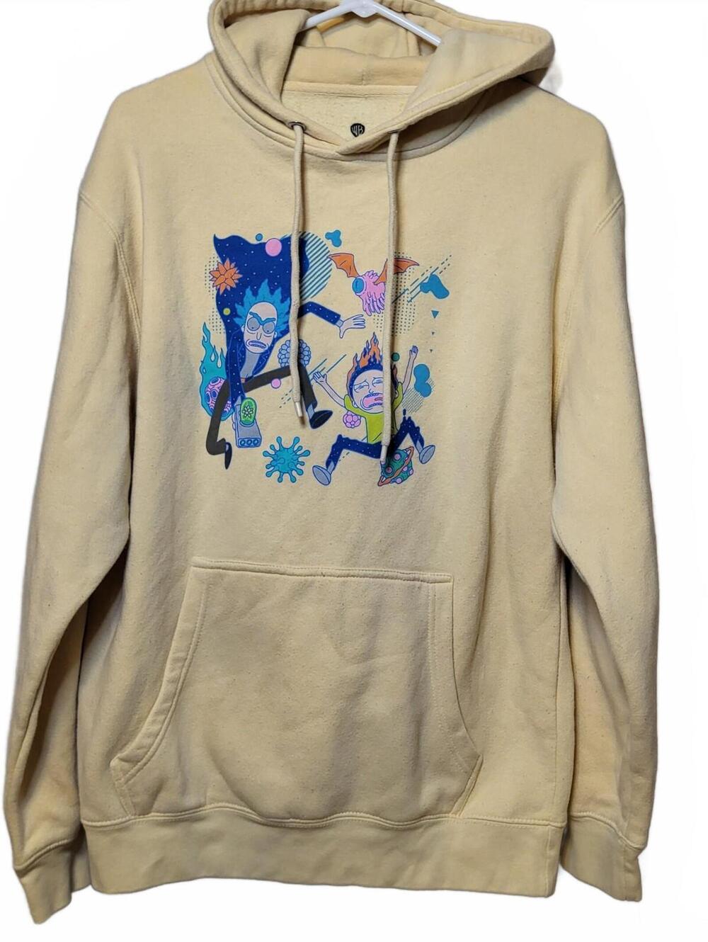Rick and Morty Warner Bros Studio Tour Medium Beige Hoodie with Graphic Print